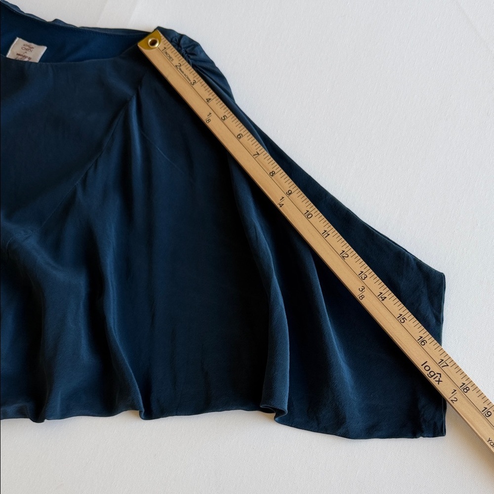 Suzi Chin for Maggy Boutique 100% Silk Navy Mini Dress with Tie Waist - Picture 9 of 13